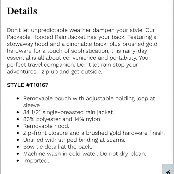 Cole Haan Packable hooded rain jacket PS - Picture 2 of 8